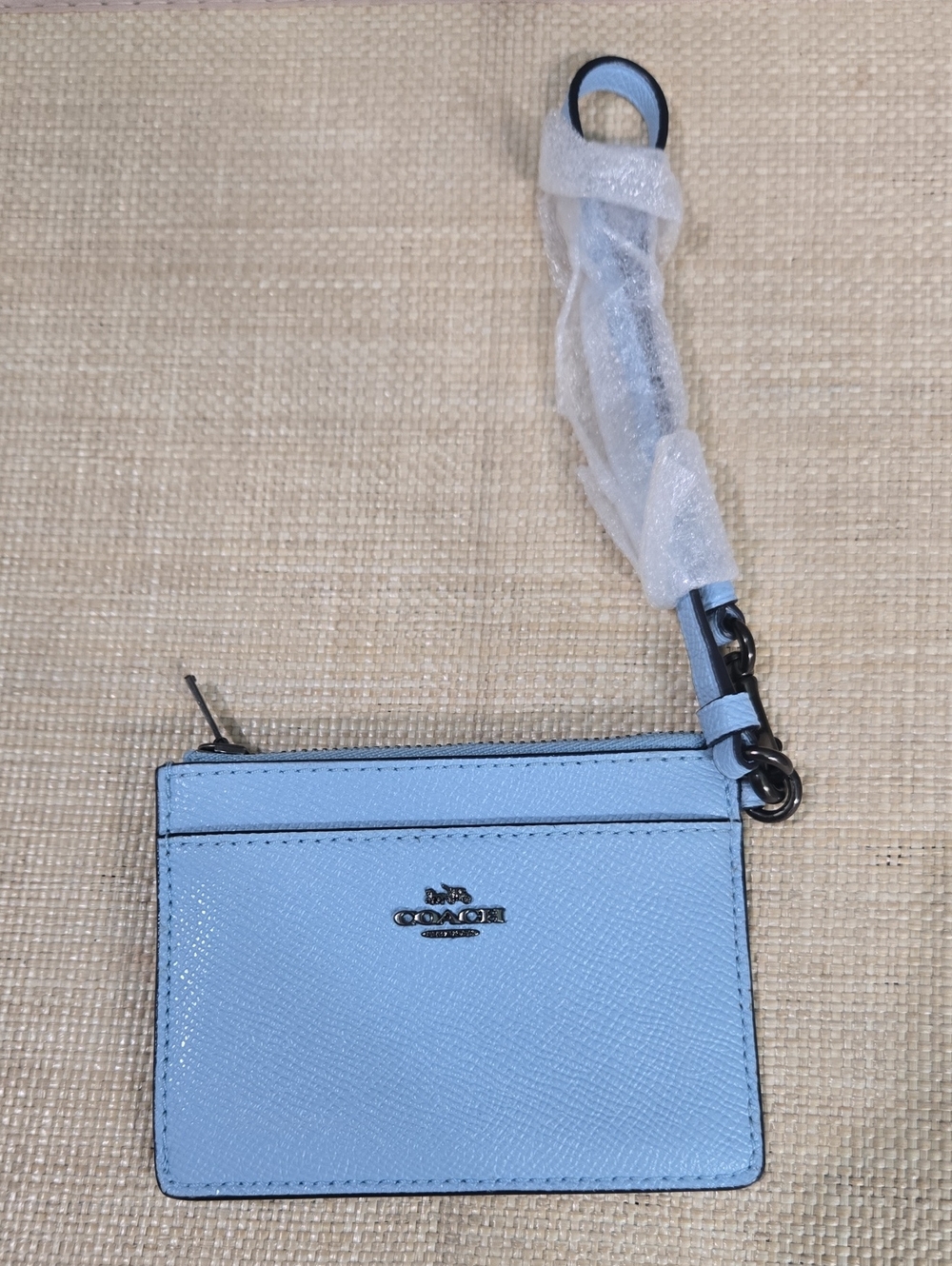 Coach Light Blue Wristlet Card Case with Detachable Strap